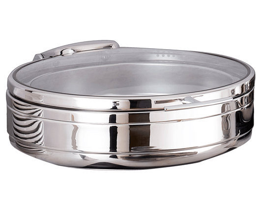 Radiance All Glass Cover 6 Qt Stainless Steel Round Induction Chafer