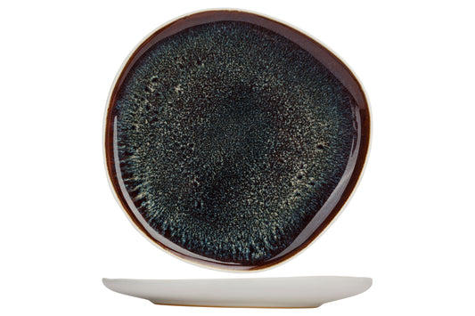 Mauna Dessert Plate, 21.5 cm (8.5") x 21 cm (8.3") dia., 2.5 cm (1") height, organic, stacking, stoneware