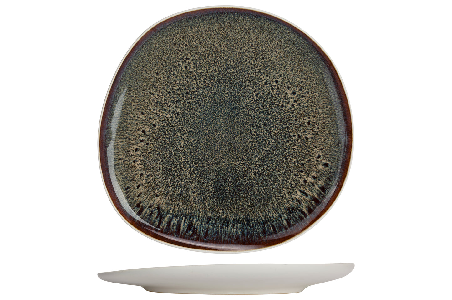 Mauna Dinner Plate, 27 cm (10.6") x 26.5 cm (10.4") dia., 2.5 cm (1") height, organic, stackable, stoneware