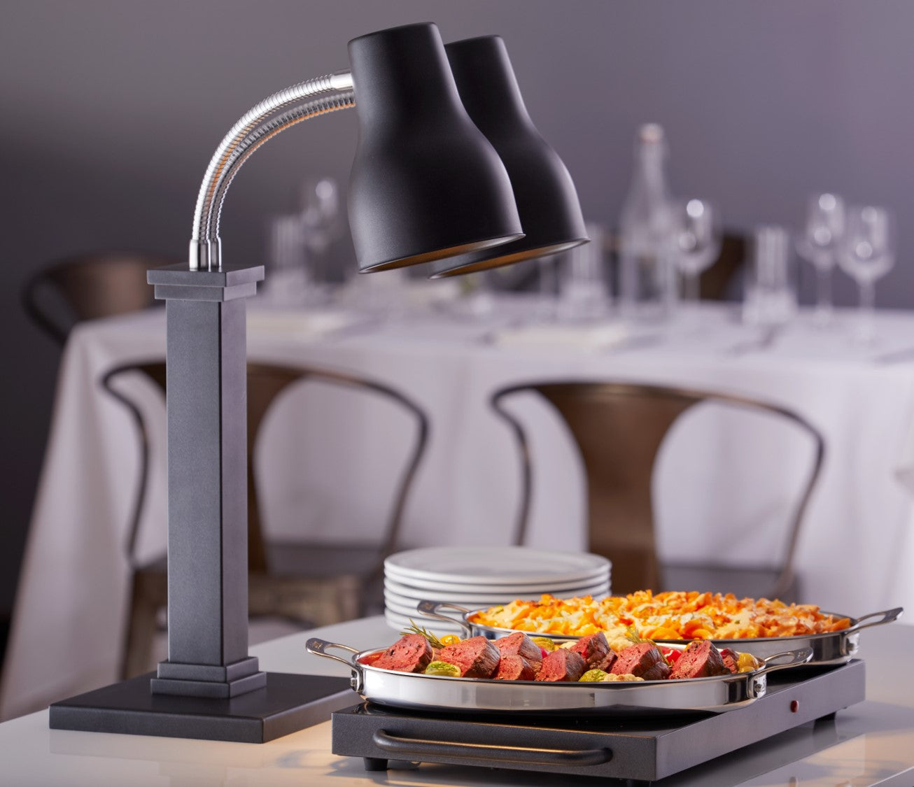 Stealth Warming Tray W/ Temp Glass Surface, Low Profile W/ Side Handles, 24 x 13.75 x 1.5"