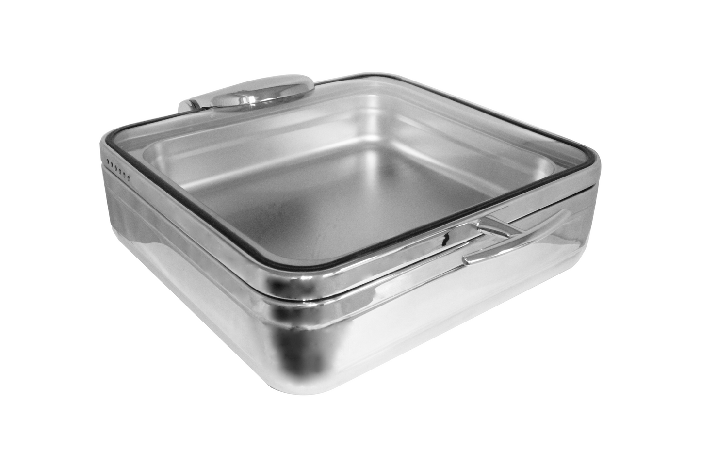 Radiance All Glass Cover 6 Qt. Stainless Steel Square Induction Chafer