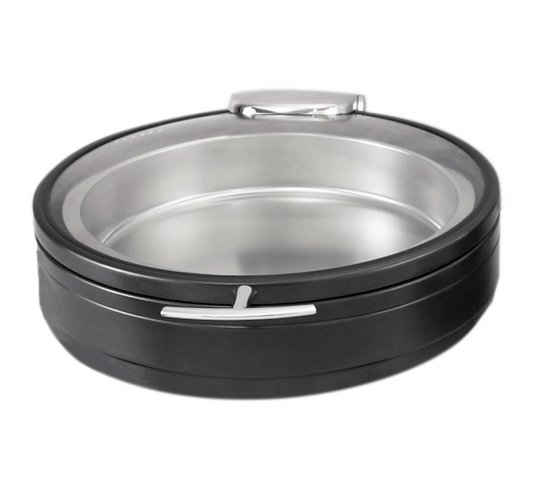 Radiance All Glass Cover 6 Qt. Round Induction Chafer, Titanium