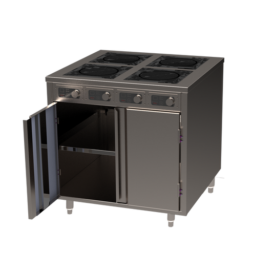 BOH Series 36" 4-zone 2600W Flameless Cooking Slide-in Induction Range Cabinet w/ Doors