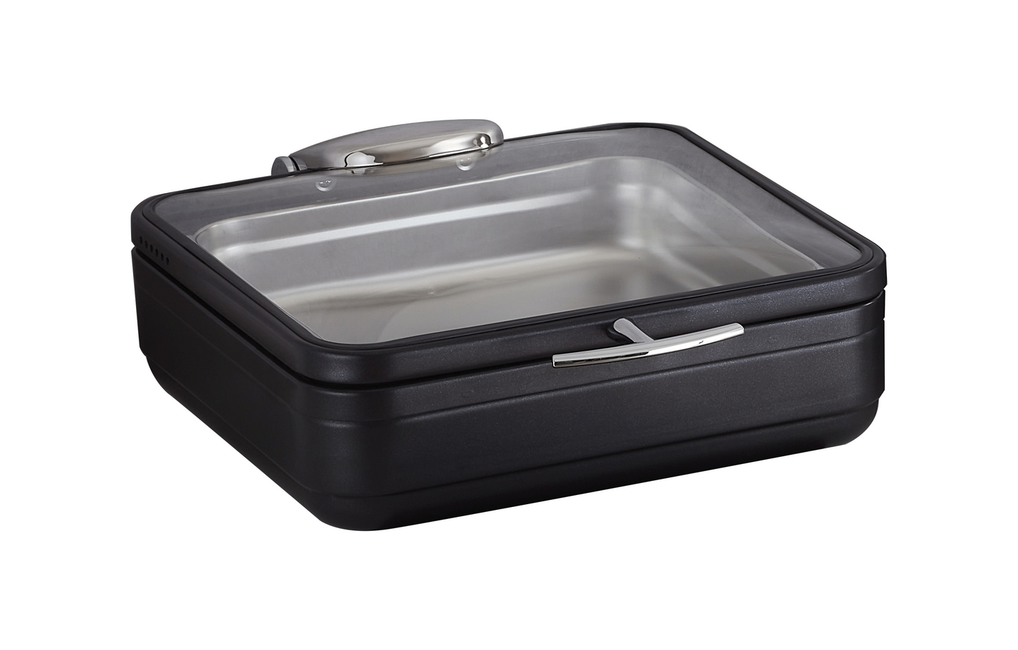 Radiance All Glass Cover 6 Qt. Stainless Steel Square Induction Chafer, Titanium