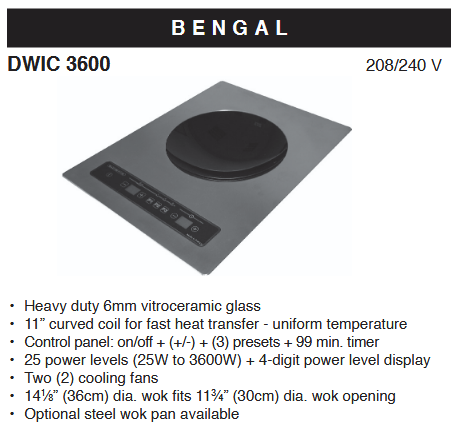 Adventys Drop-in Wok Induction Range - DWIC 3600