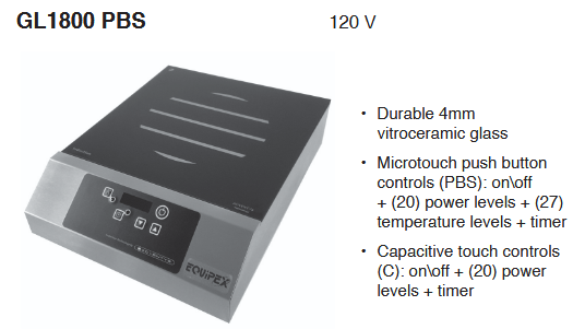 Adventys Drop-in Induction Cooker - GL1800PBS