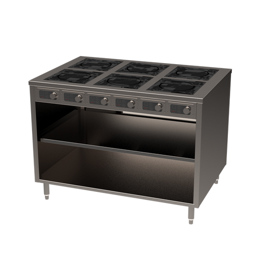 BOH Series 48" 6-zone 1800W Flameless Cooking Slide-in Induction Range Cabinet