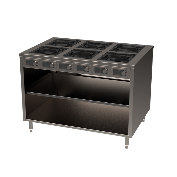 BOH Series 48" 6-zone 3500W Flameless Cooking Slide-in Induction Range Cabinet
