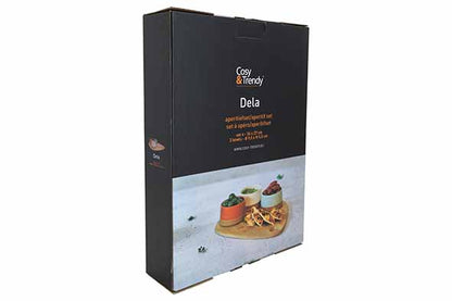 Delta Bowl Tear Drop Set - 3 Bowls, 9.5 x 5.5cm / 3 3/4 x 2 1/8" + Board, 36 x 27 cm / 14 1/8 X 10 5/8"