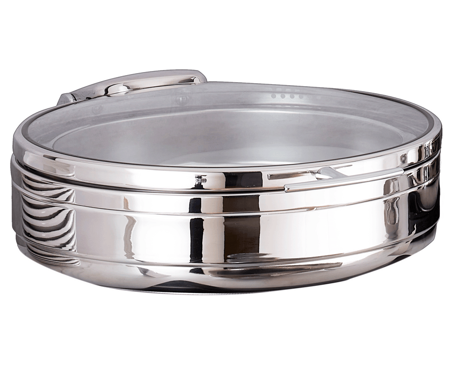 Radiance All Glass Cover 6 Qt Stainless Steel Round Induction Chafer