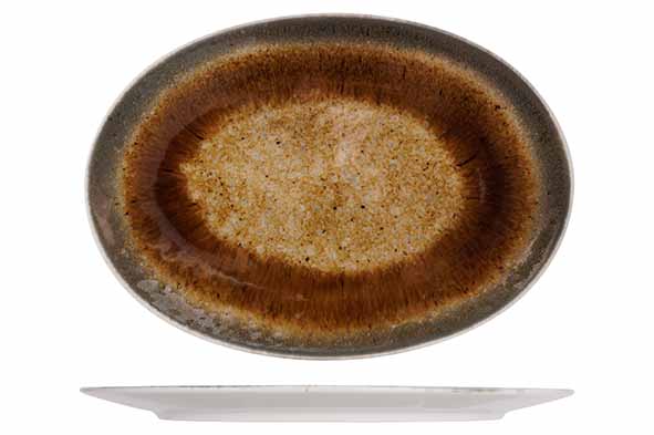 IRIS BROWN OVAL PLATE 30X17CM 4/casepack