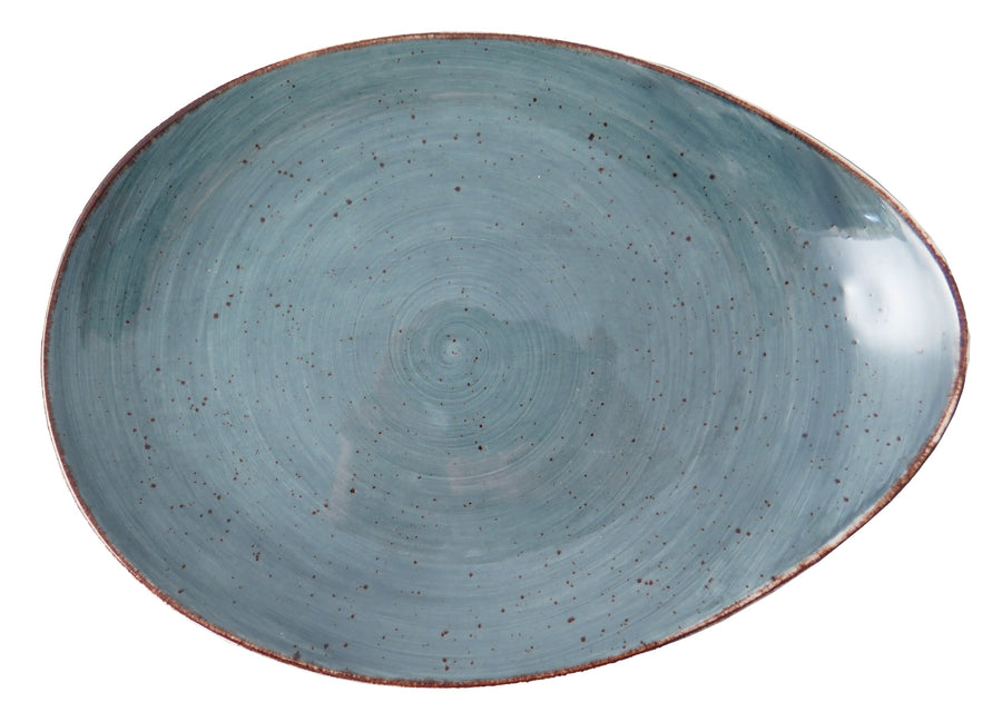 Rustic Blue Coupe Platter 32.5 x 23.5 cm