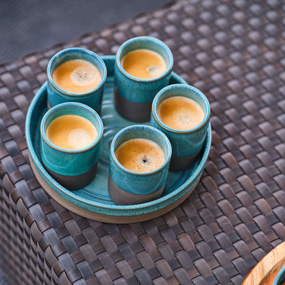 Basalt Ocean Green Mug Without Handle, 6.5 cm (2 1/2") dia. 0.05 L / 1.76 imp oz, round, stacking, stoneware