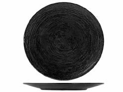 Set of 6 Merio 16cm bread and butter plates in dark grey porcelain with a round shape and modern textured finish
