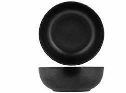 Merio 16cm dark grey porcelain round bowl featuring a textured matte finish and deep basin.