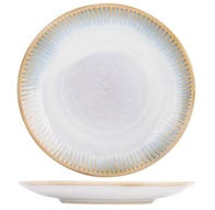 Listra Ocean 6.2 inch (15.7cm) round stoneware bread plate in blue and beige with reactive glaze - set of 6.