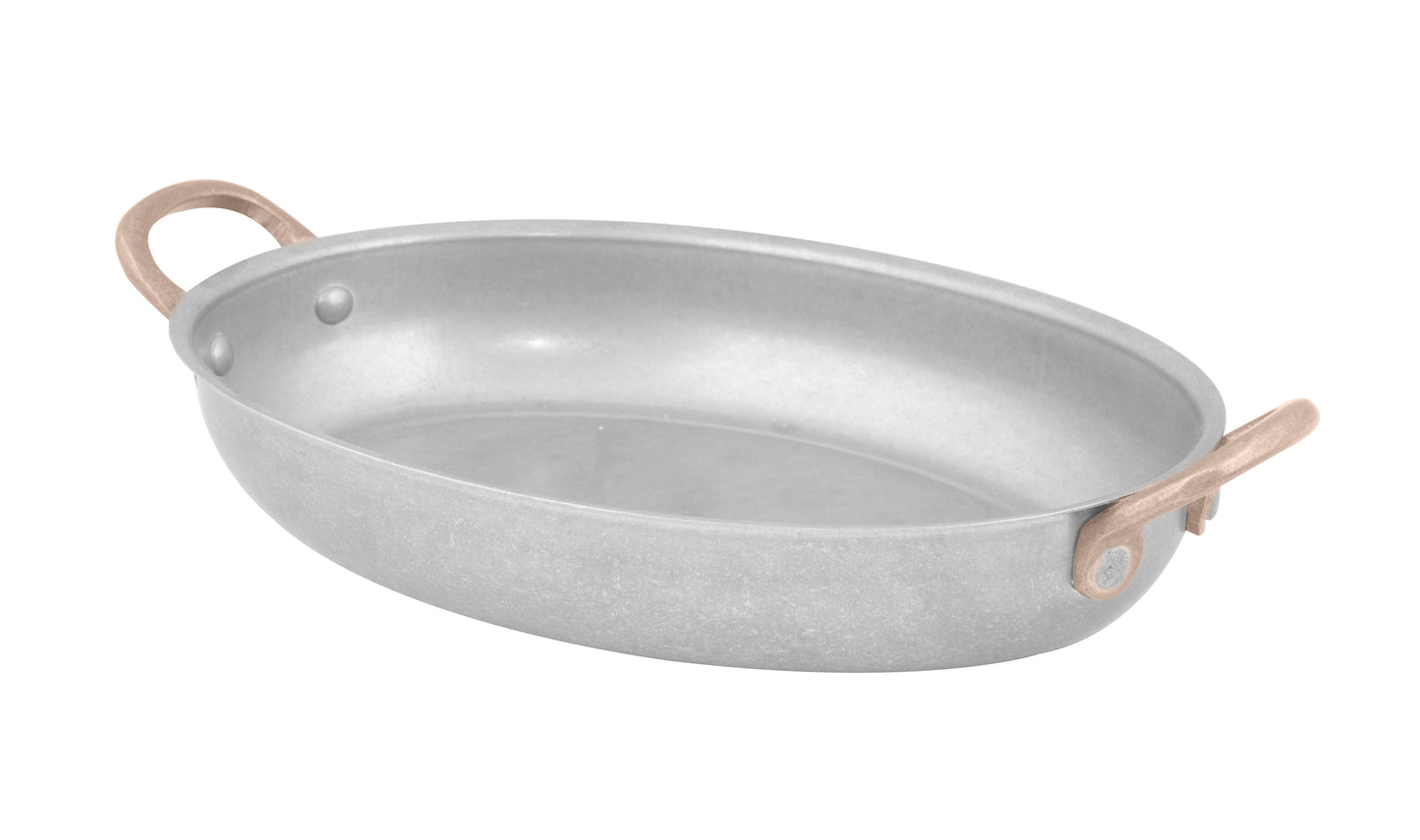 S/Steel, Oval Fry Pan w/ Vintage Finish, 18 x 30 cm/7.2" x 12", 1.04L/35oz (With Handles)