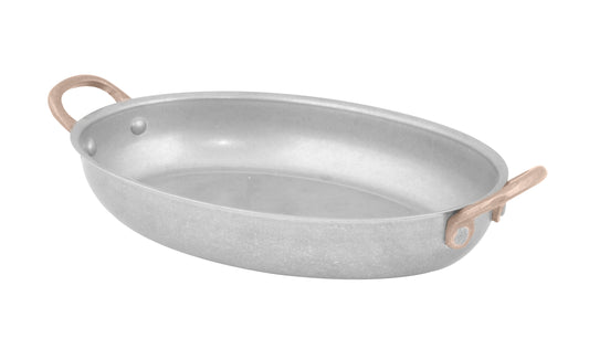 S/Steel, Oval Fry Pan w/ Vintage Finish, 18 x 30 cm/7.2" x 12", 1.04L/35oz (With Handles)