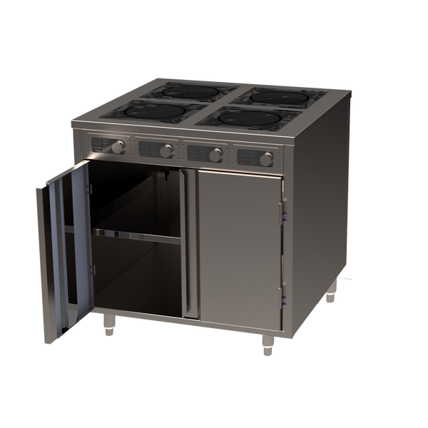 BOH Series 36" 4-zone 2600W Flameless Cooking Slide-in Induction Range Cabinet w/ Doors