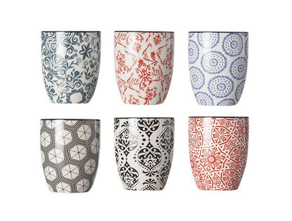 Delirio - Mug Set No Handle, 7.3 x 9 cm / 2 7/8 x 3 1/2", 200 ml / 7 oz (imp), Set of 6 Assorted, Non-Stock