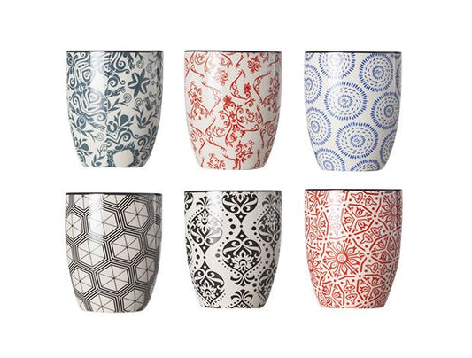 Delirio - Espresso Mug Set No Handle, 5.6 x 6.7 cm / 2 1/4 x 2 5/8", 90ml / 3.2 oz (imp), Set of 6 Assorted, Non-Stock