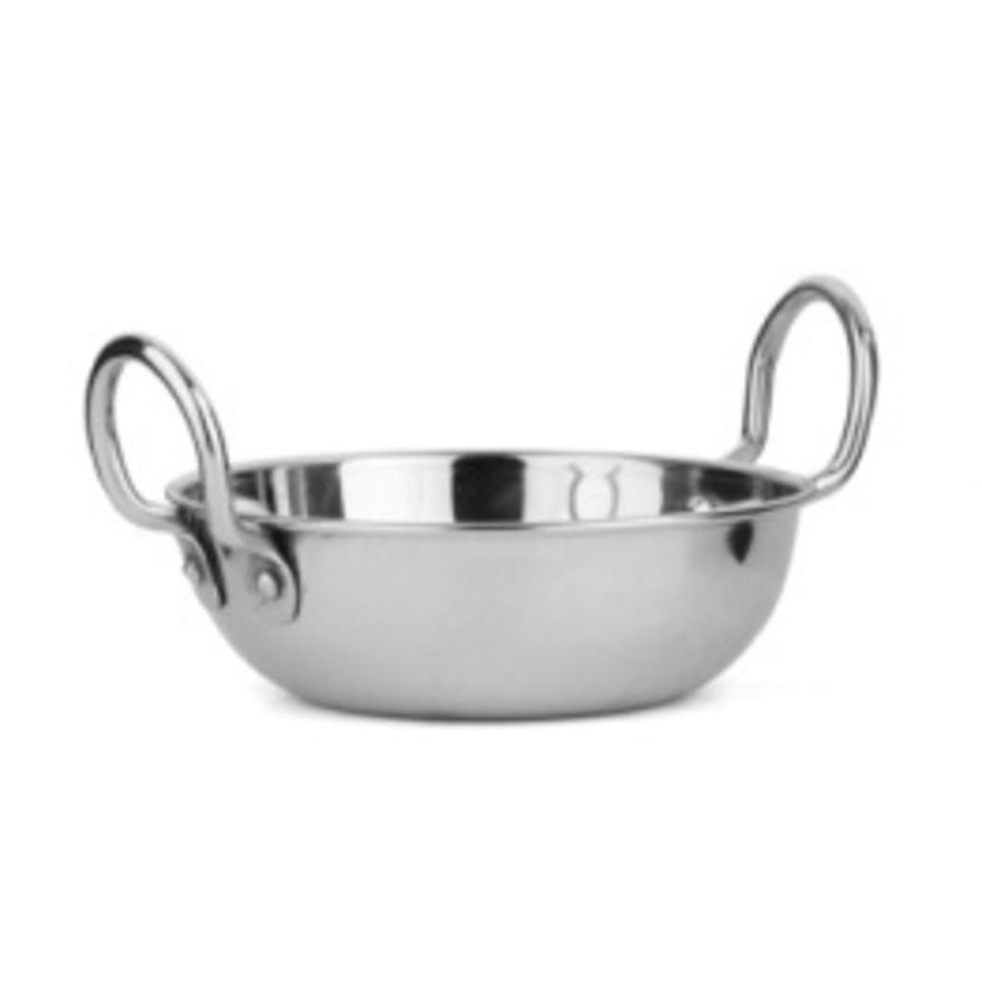 Stainless Steel Balti dish bowl with handle, 14.6 x 5 cm/ 5.75 x 2"